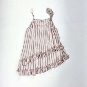 Ro & De asymmetrical striped ruffle camisole tank L